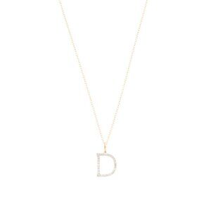 DIAMOND GUILD Gold/D Made In India 14kt Gold Diamond Initial Pendant Necklace